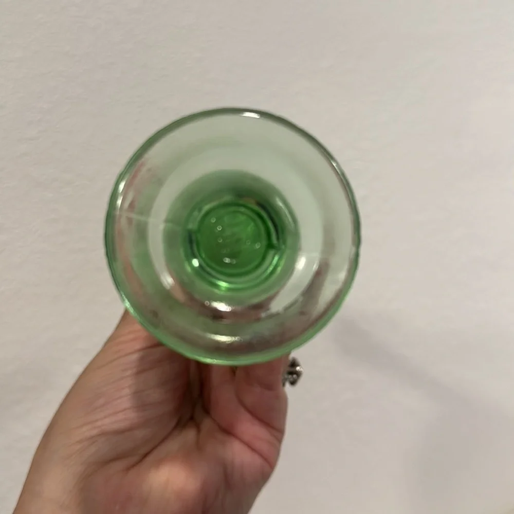 Vintage Wheaton Glass Green Bud Vase – Ribbed Neck & Geometric Base